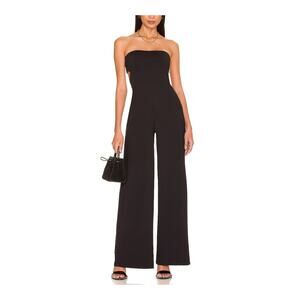 Susana Monaco Open Back Black Nylon Jumpsuit Size M